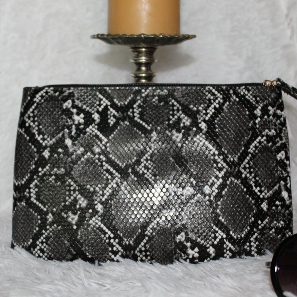 Faux Leather Python Print Wristlet - image 2